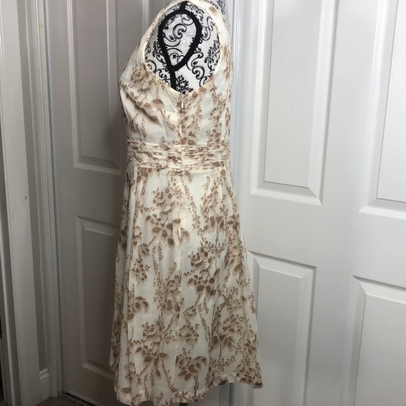 Lela Rose Loft Cream Brown Swirl Cinched Waist Dress 8 - Picture 4 of 8